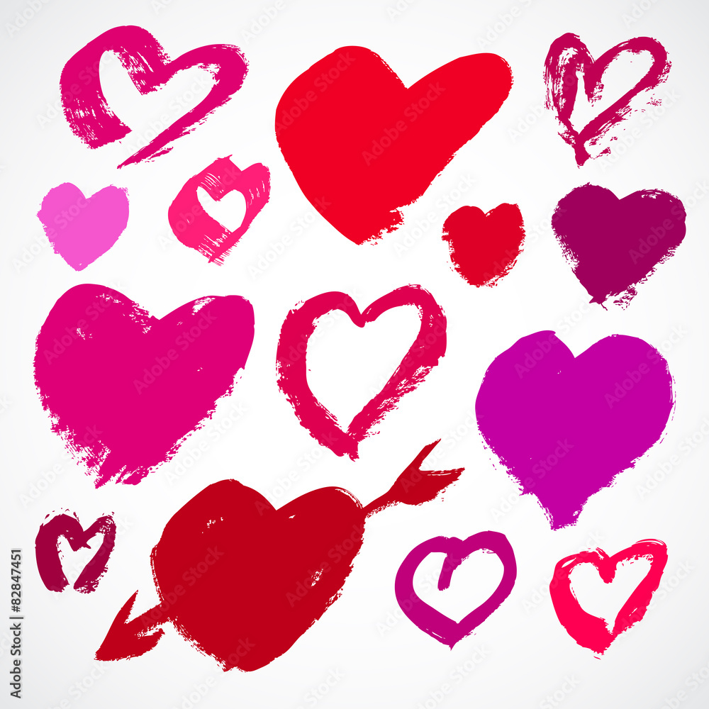 Set of vector grunge hearts Set of vector grunge hearts