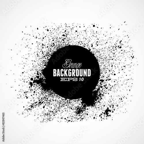 Black grunge ink splat shapes with circle
