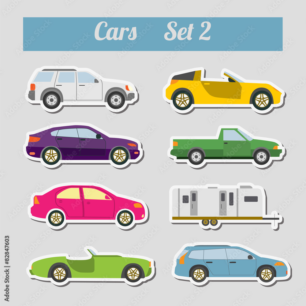 Set of elements passenger cars for creating your own infographic
