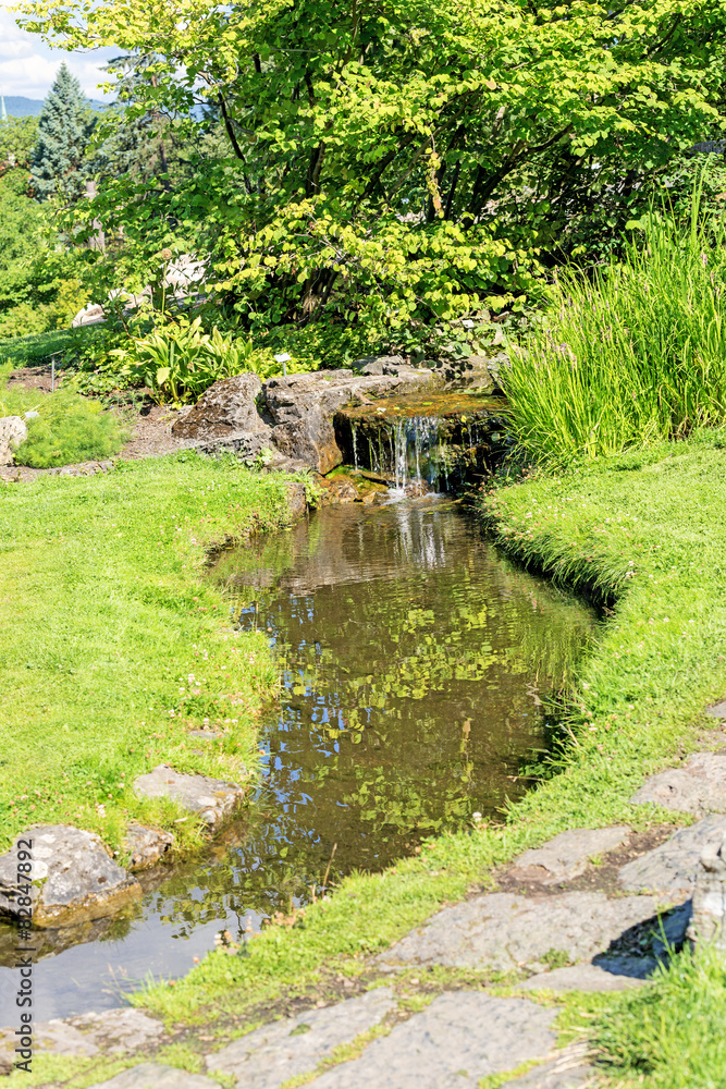 Decorative pond with waterfall at Oslo city park