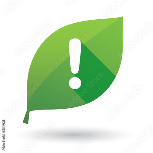 Green leaf icon with an admiration sign