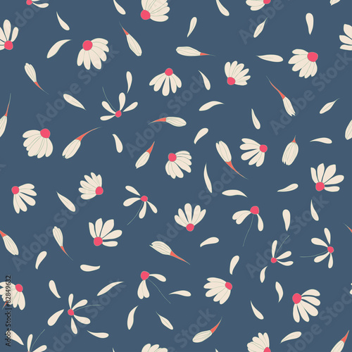 Seamless pattern with cute chamomile flowers © antalogiya