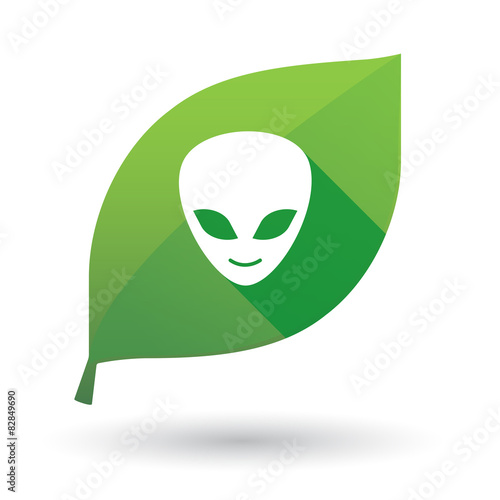 Green leaf icon with an alien face