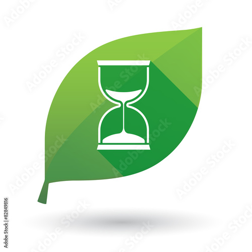 Green leaf icon with a sand watch