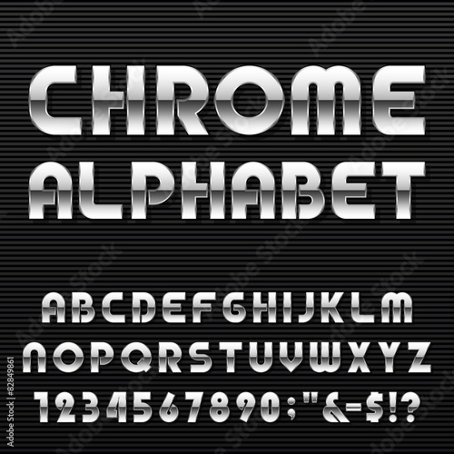 Chrome Alphabet Vector Font.