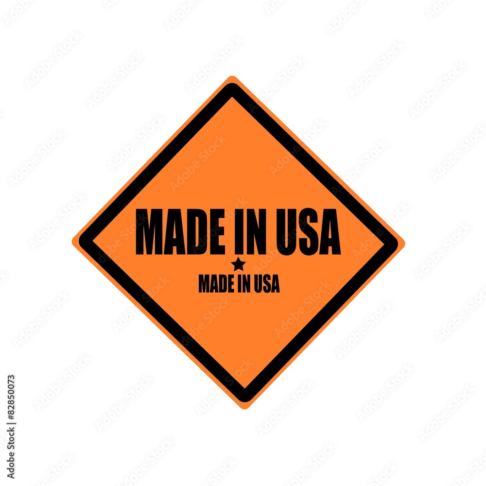 MADE IN USA black stamp text on orange background MADE IN USA black stamp text on orange background