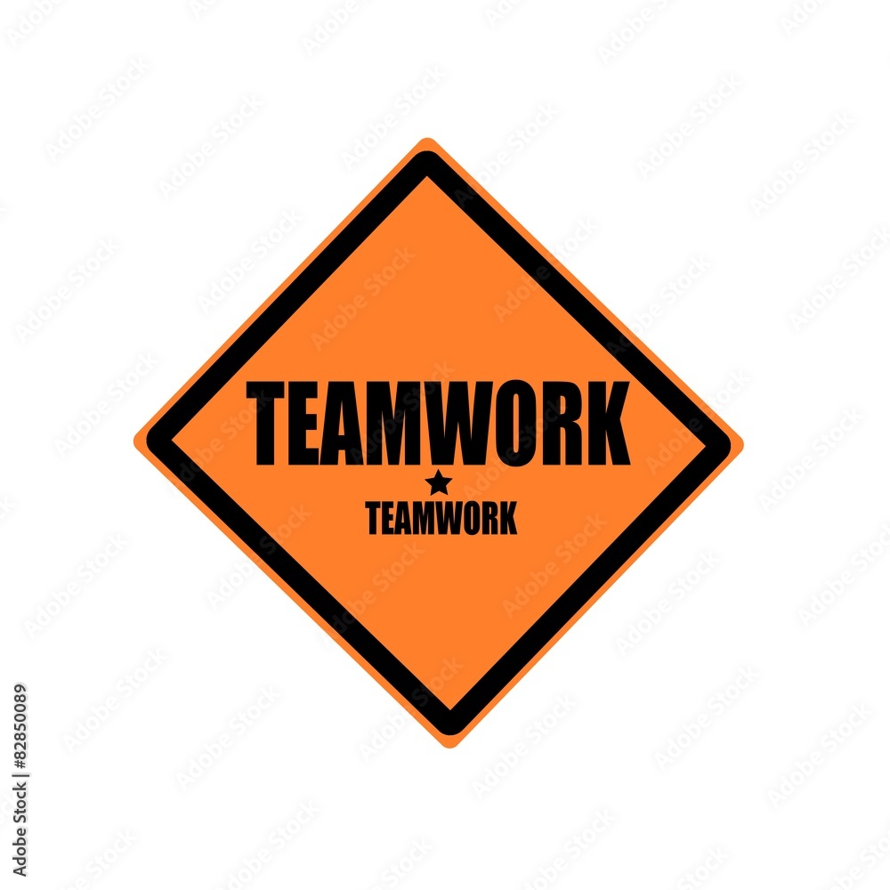 Teamwork black stamp text on orange background