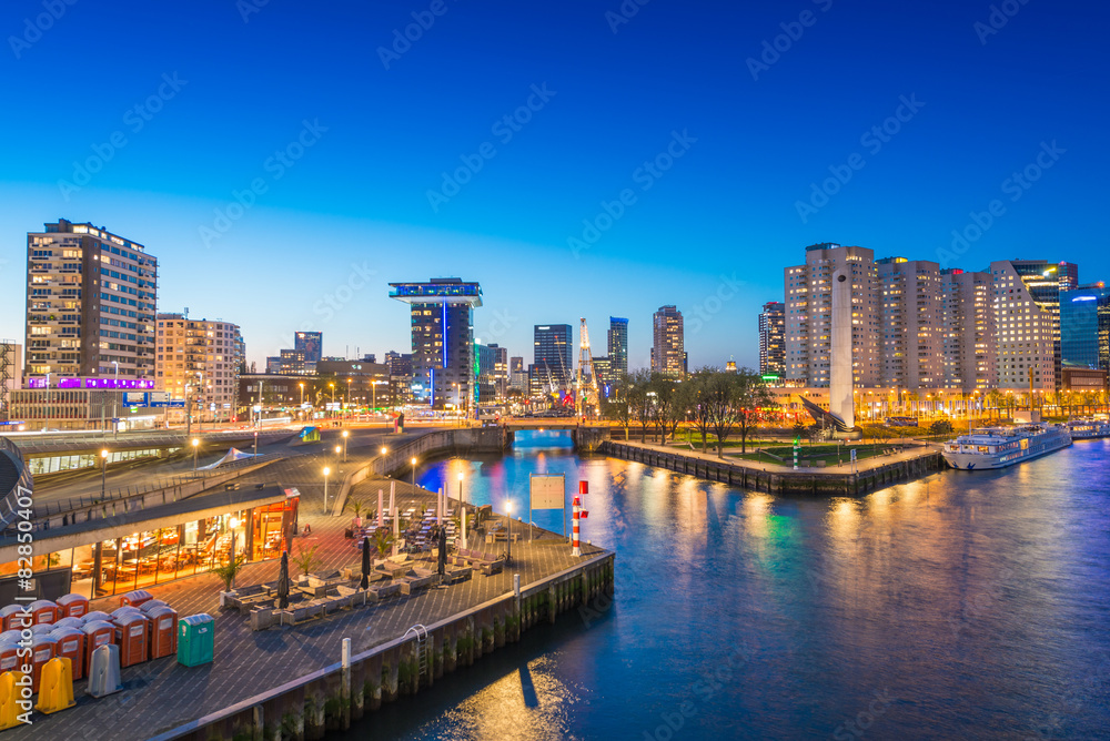 Rotterdam night skyline, Netherlands