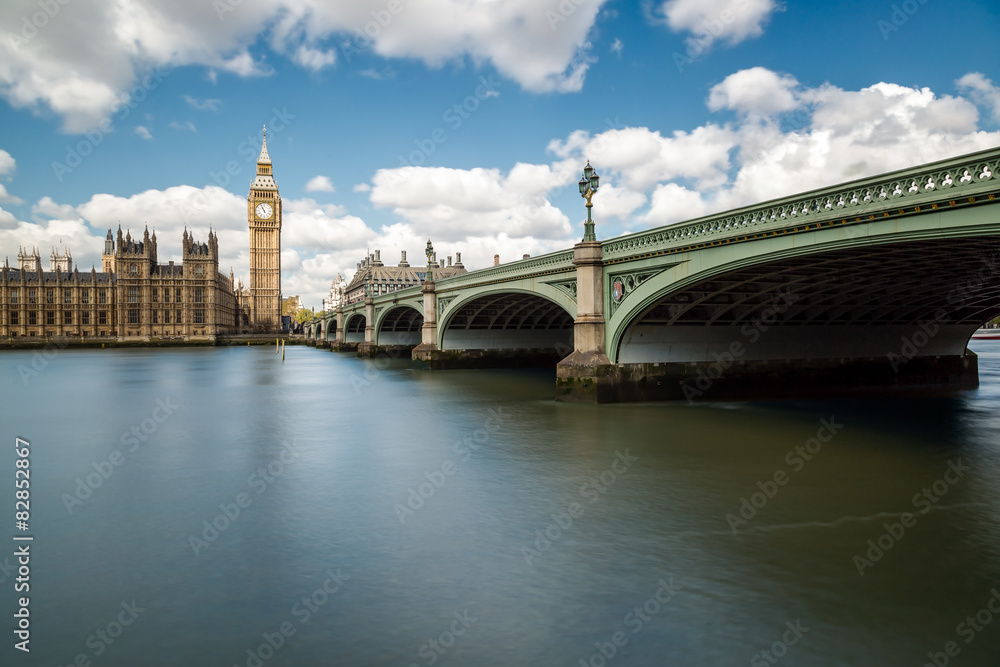 Fototapeta premium Big Ben, the Thames and Westminster Bridge