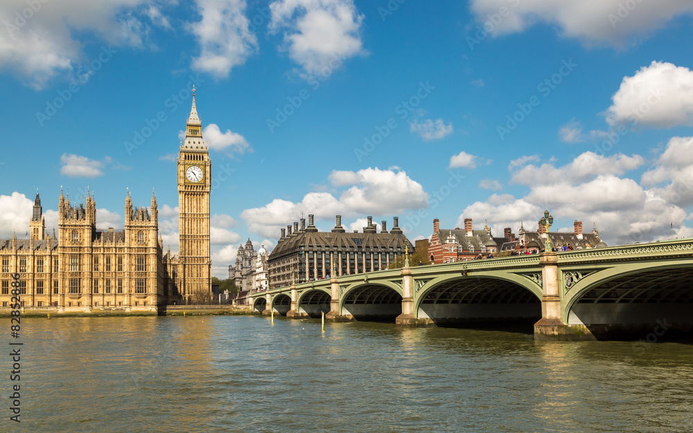 Fototapeta premium Big Ben, the Thames and Westminster Bridge