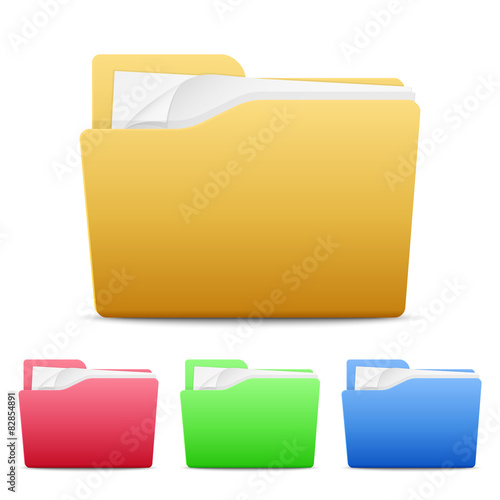 Vector file folders icons isolated on white background
