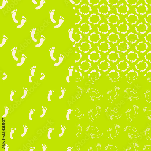 Feet seamless pattern and background set. Foot texture in modern