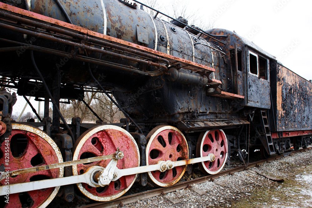 Old rusty steam locomotive