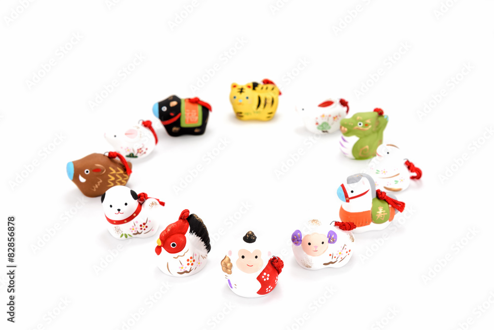 Naklejka premium 申年 干支 十二支 置物