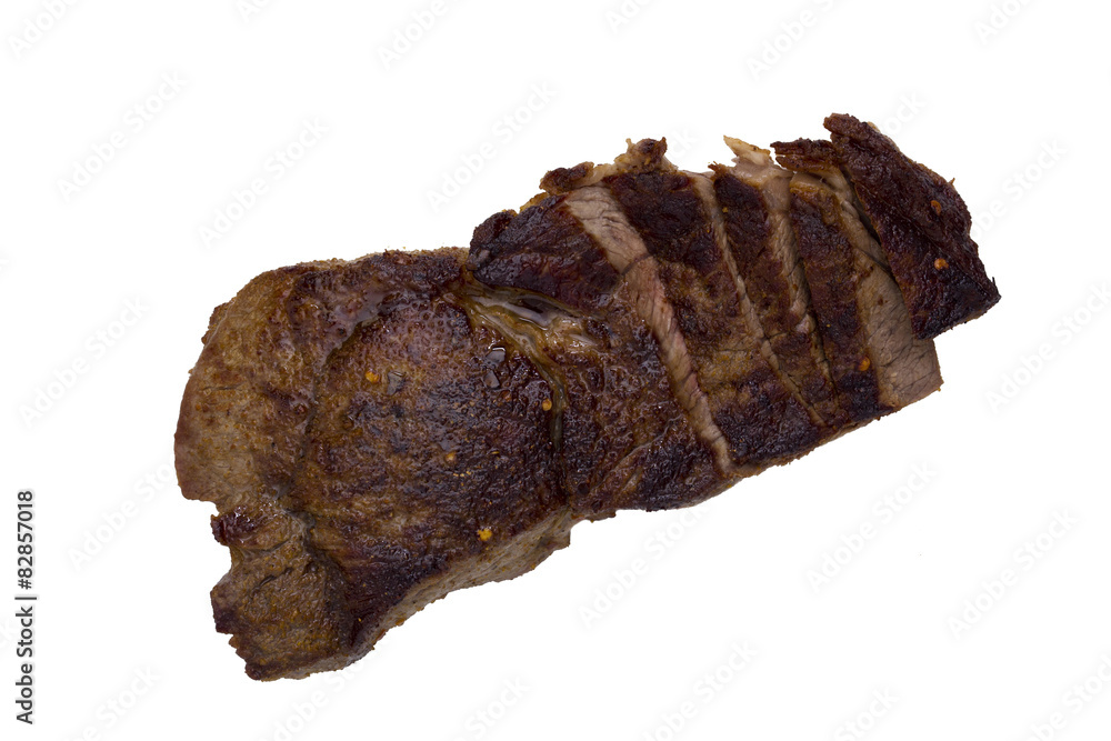 Cooked medium rare steak