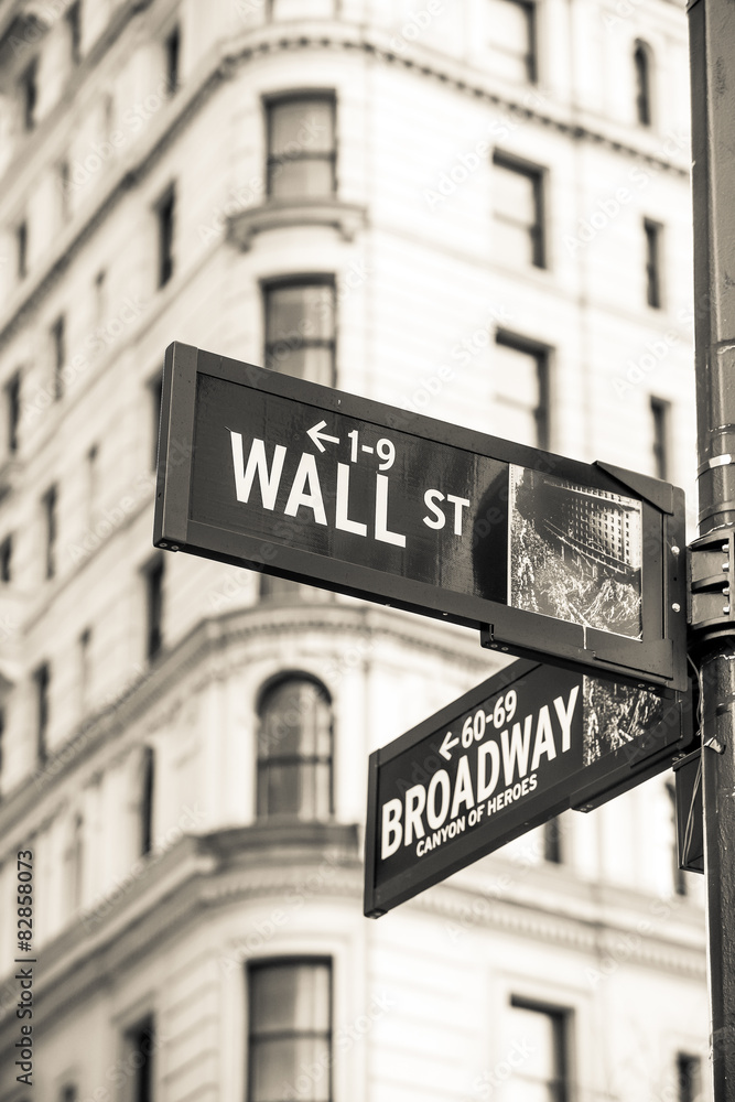 Wall street sign in New York