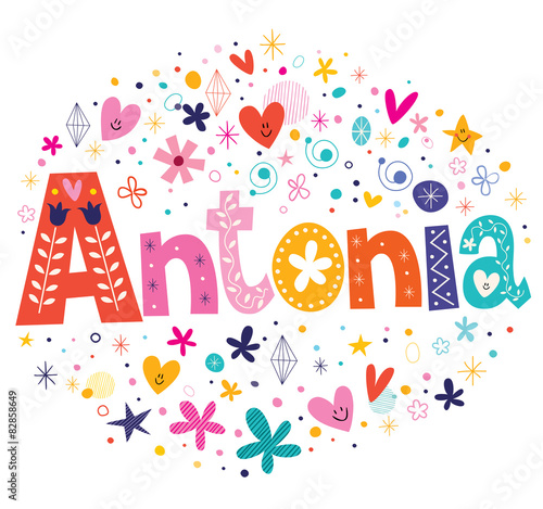 Antonia girls name decorative lettering type design