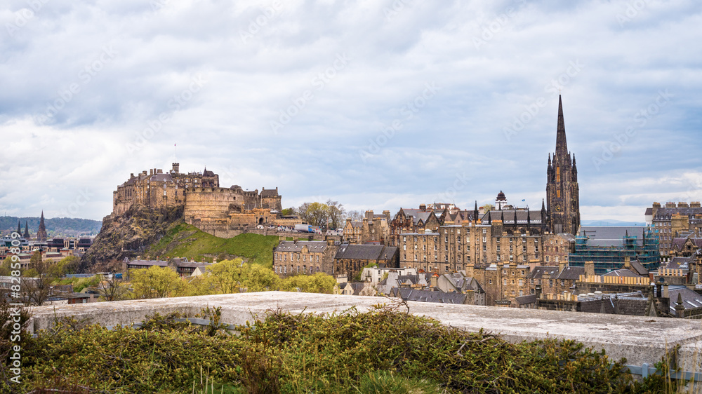Edinburgh including the Castle cityscape with dramatic skies