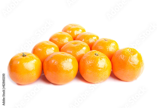 Group of mandarins over white