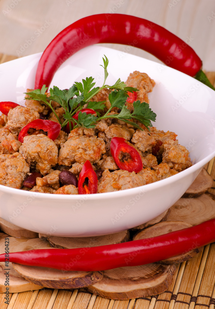 chili con carne with vegetables and beans chili con carne with vegetables and beans