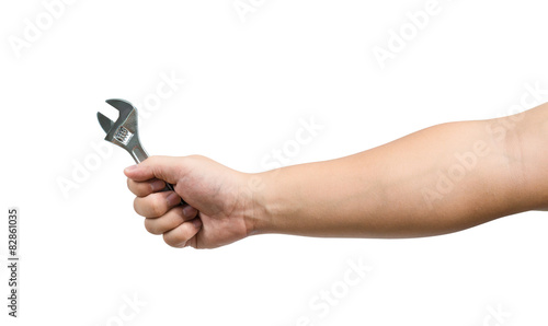 Hand holding a spanner