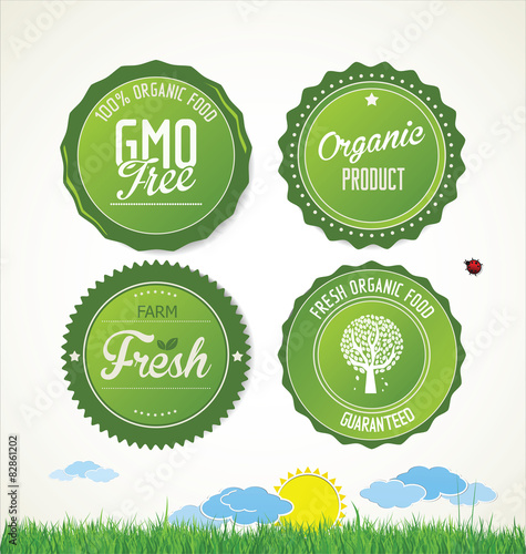 Set vector labels and emblems of ecology and environment