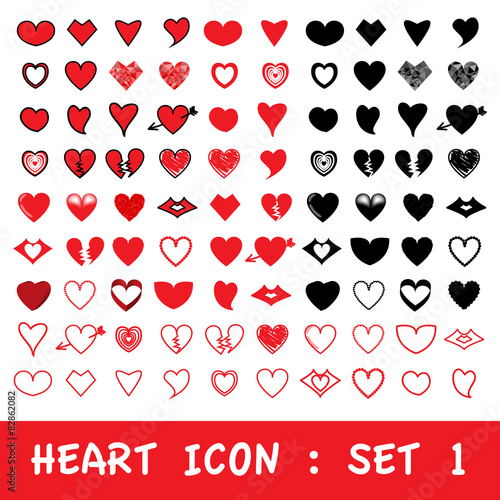 Love heart icon set. Vector eps10.