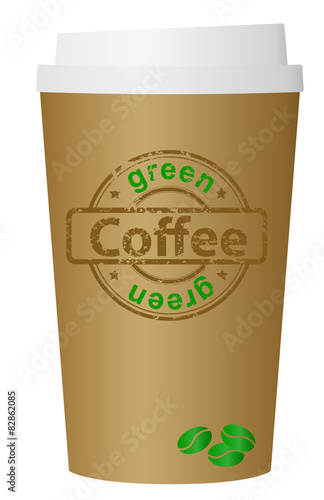 Green coffee cup, vector