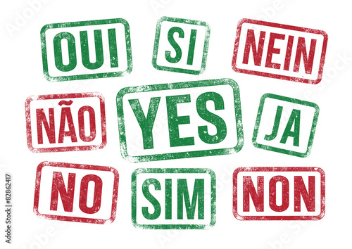 Tampons Oui et Non en plusieurs langues