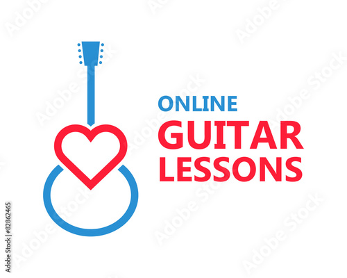 Heart guitar vector logo or icon
