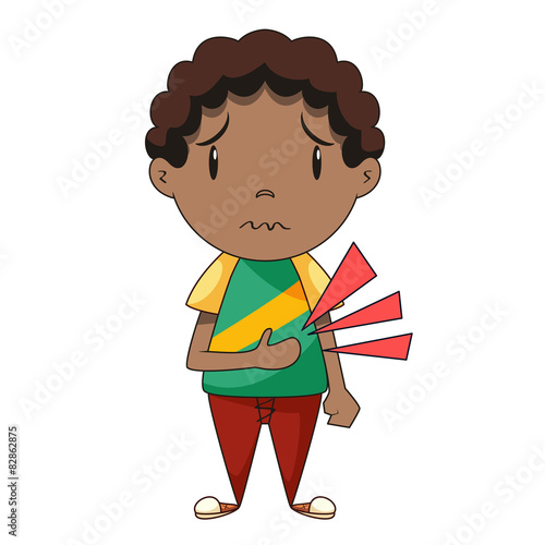 Stomach ache, child, vector illustration