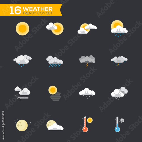 Flat weather Icons Set