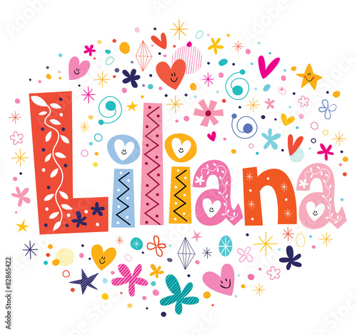 Liliana female name decorative lettering type design