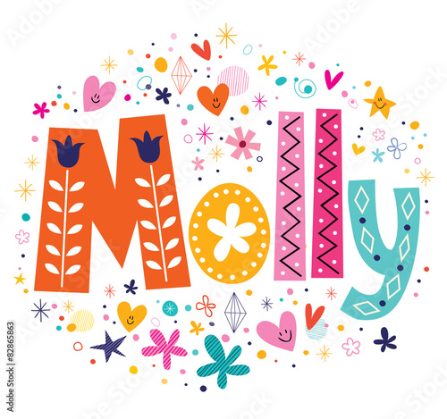Molly female name decorative lettering type design