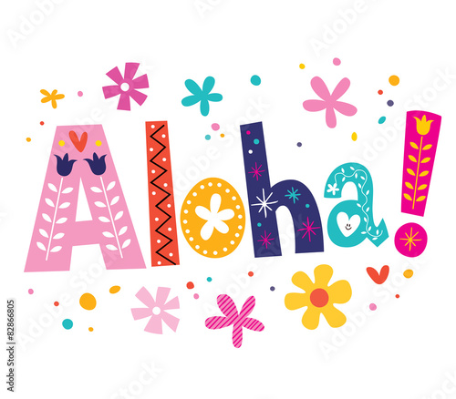 Aloha vector lettering decorative type