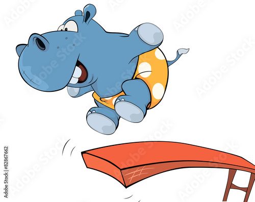 Little hippopotamus. Cartoon 