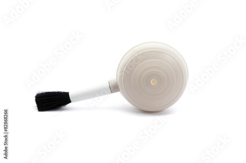 Foto Equipment for cleaning lens digital camera. White background.