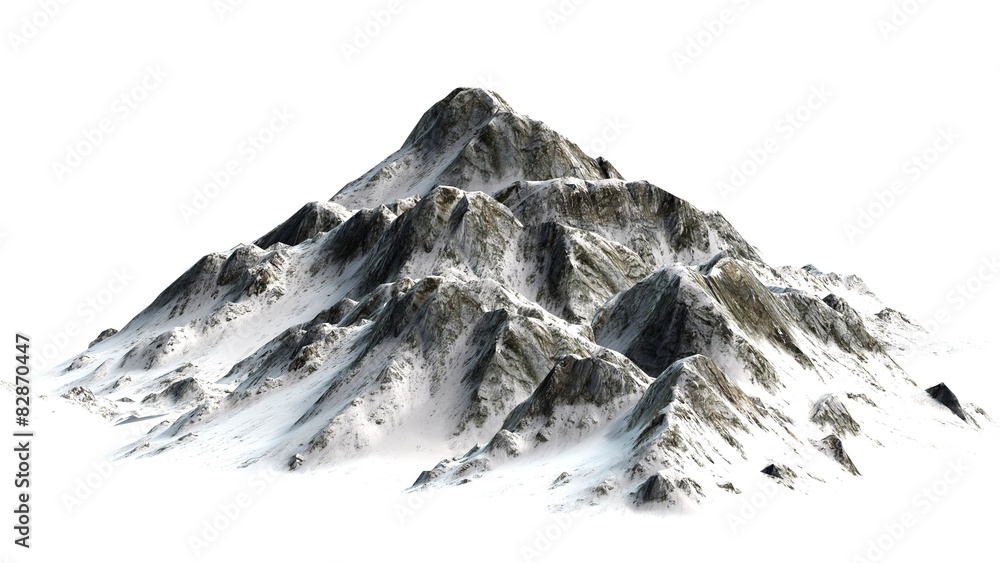 Fototapeta premium Snowy Mountains peaks separated on white background