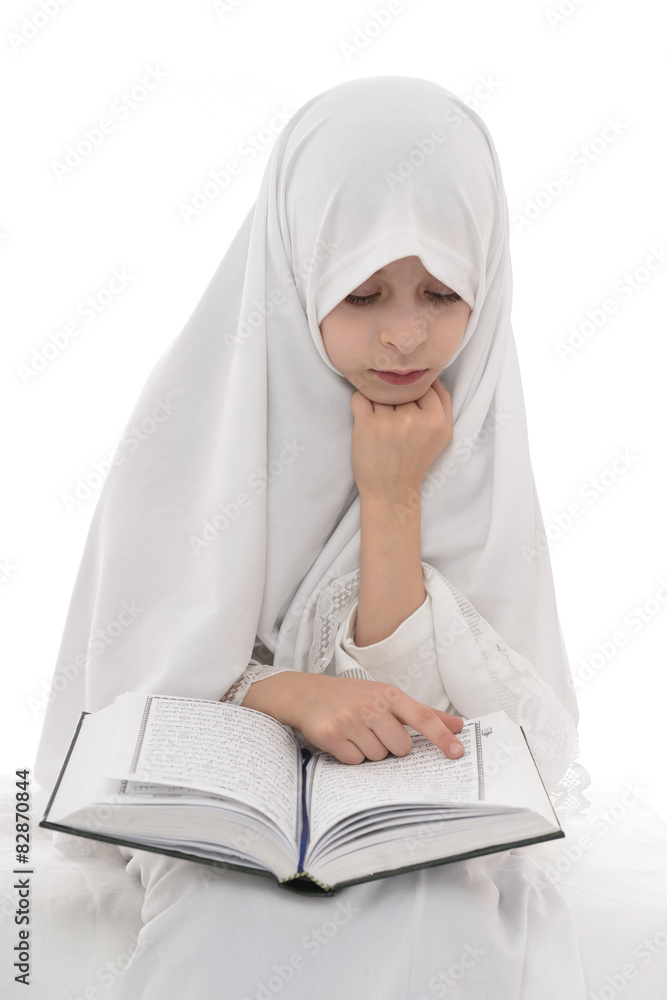 Pretty Muslim Girl Reading Holy Book of Quran Pretty Muslim Girl Reading Holy Book of Quran