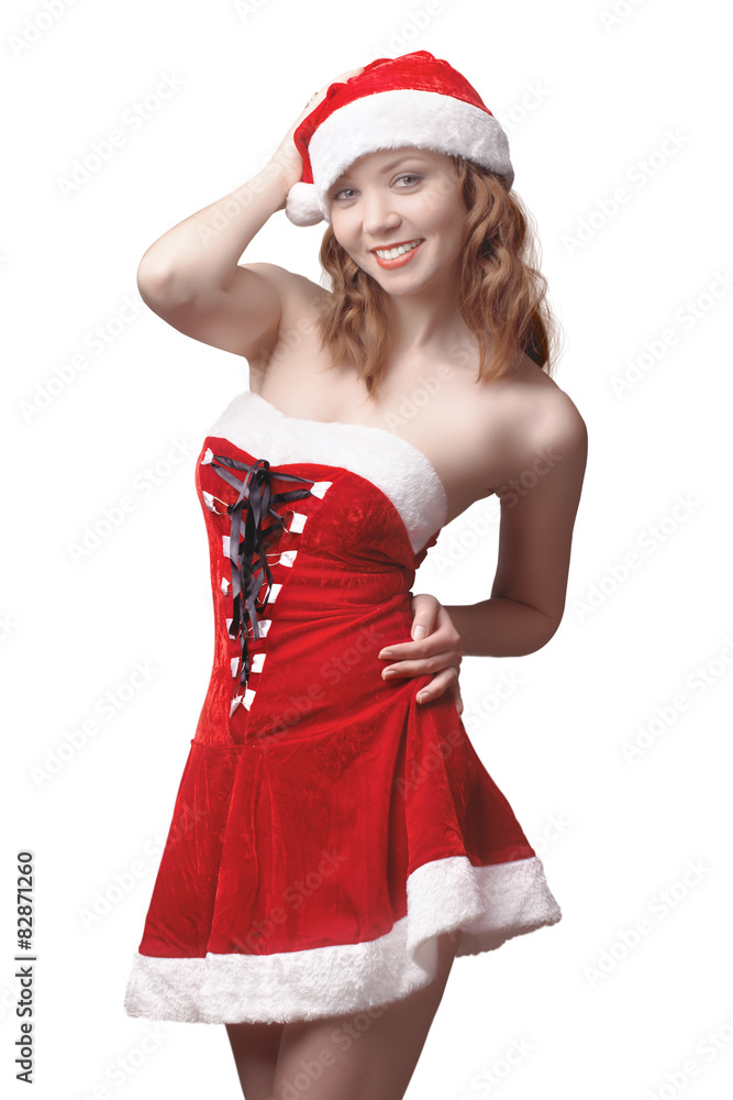 sexy beautiful girl dressed as Santa's helper is posing. sexy beautiful girl dressed as Santa's helper is posing.