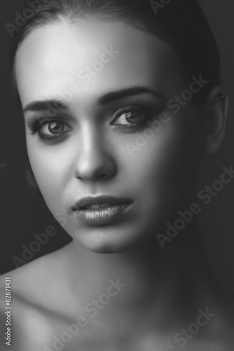 studio portrait of young beautiful girl