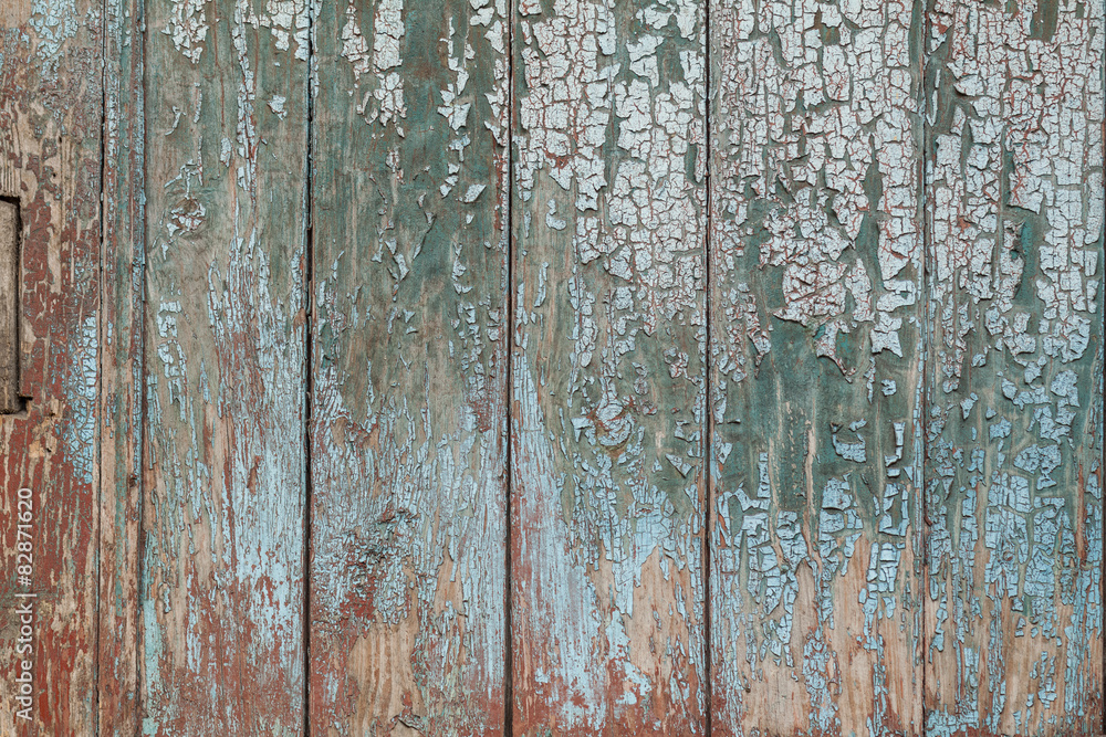 Old painted wooden planks