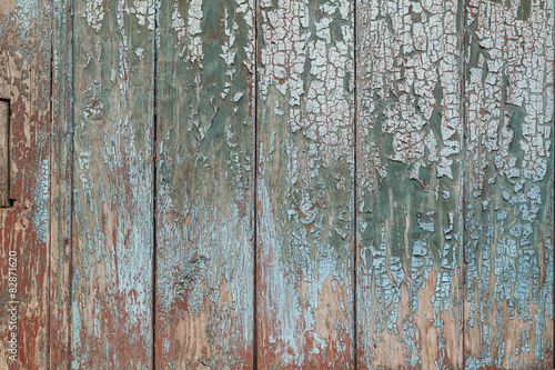 Obraz na płótnie Old painted wooden planks w salonie