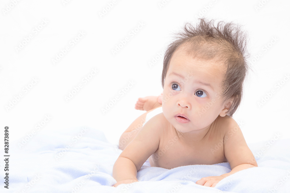 Smile crawling baby isolated on white background Smile crawling baby isolated on white background