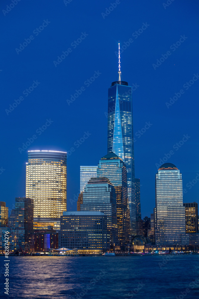 Manhattan Skyline from Jersey at twilight, New York Manhattan Skyline from Jersey at twilight, New York