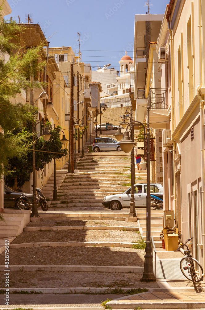 Steep stairs and narrow street in old town