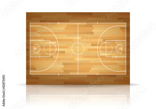 Vector wooden basketball court
