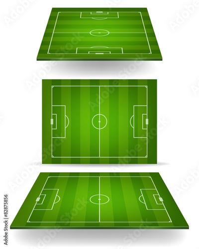 Striped soccer field with perspective