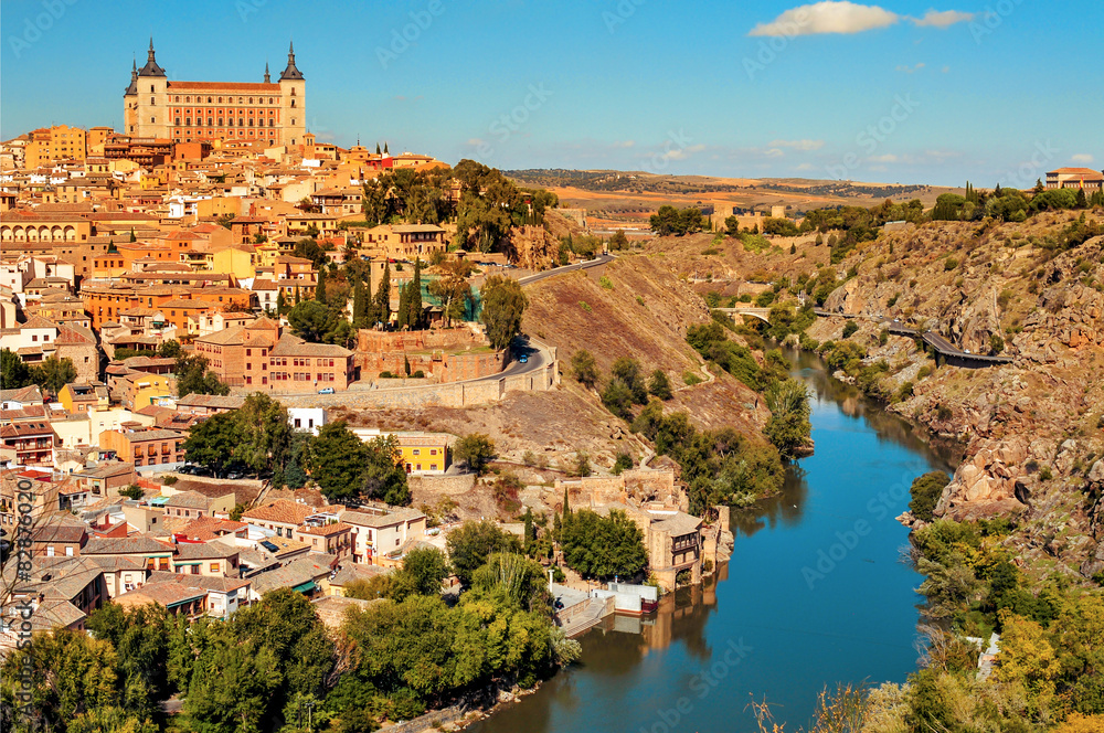 panoramic view of Toledo, Spain, and the Tagus river