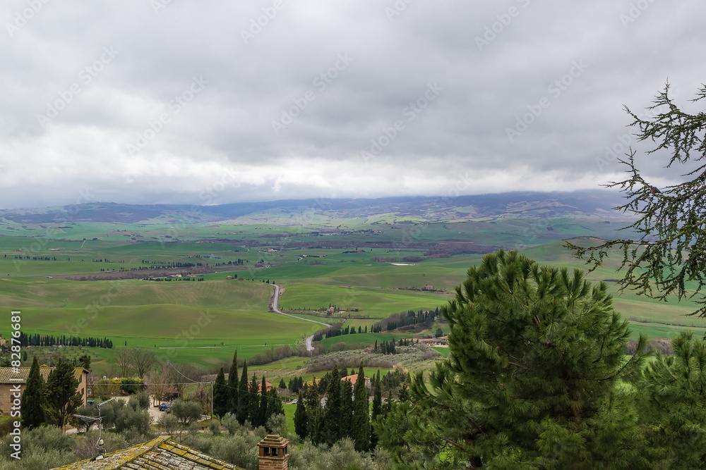 view of the surroundings of Pienza, Italy